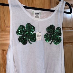VS PINK White Shamrock Shirt - NWT